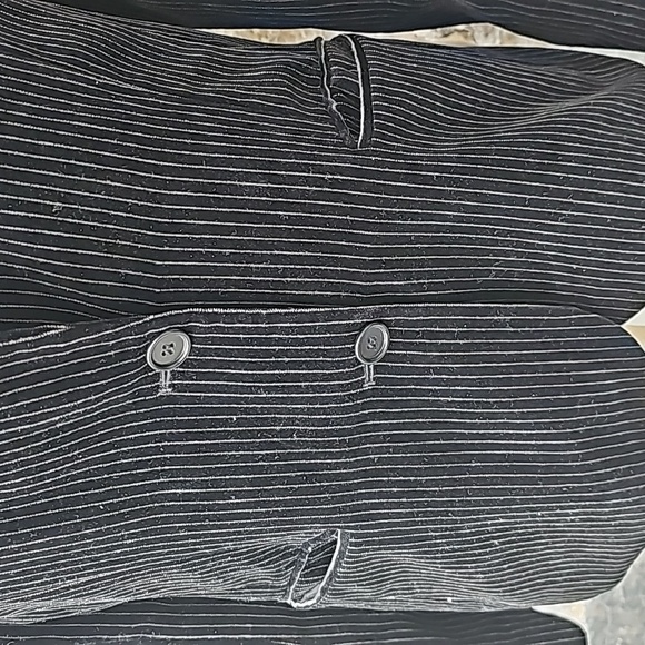 Theory Velvet Black Pinstripe Button Front Blazer Size:LG - Picture 3 of 11
